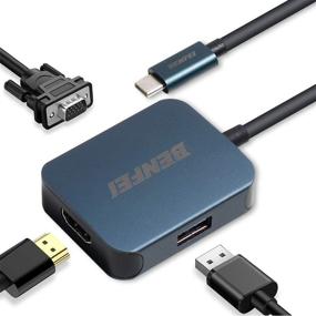 img 4 attached to USB-разветвитель с портом C, адаптер USB Type-C к HDMI VGA, адаптер USB C к USB, совместим с MacBook Pro, Surface Book 2, Dell XPS, Pixelbook и другими - улучшенный поиск по SEO