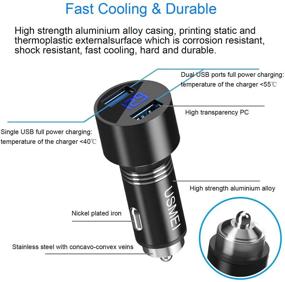 img 2 attached to 🔌 USMEI Dual USB Car Charger with Voltmeter, 36W QC3.0 USB Adapter + 3A USB Type C Cable for Galaxy S20/S20+ Ultra S10 S10E S9 S8 Note 10 9 8, Moto Z/Z2, LG G5/G6/V20/V30 (RED Braided)