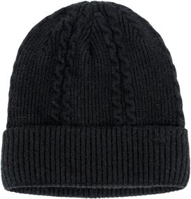 img 4 attached to Warm and Stylish Dahlia Men's Skullies & Beanies - Wool, Knit Winter Hat with Fleece Lining