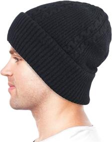 img 1 attached to Warm and Stylish Dahlia Men's Skullies & Beanies - Wool, Knit Winter Hat with Fleece Lining