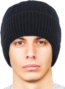 img 3 attached to Warm and Stylish Dahlia Men's Skullies & Beanies - Wool, Knit Winter Hat with Fleece Lining