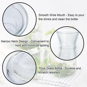 img 2 attached to 🍷 HINGWAH 16 oz/500ml Glass Beverage Pitcher Carafe Set of 4 - Elegant Wine Decanter, Juice Containers, Water Pitchers with Brush, Narrow Neck & Wide Mouth