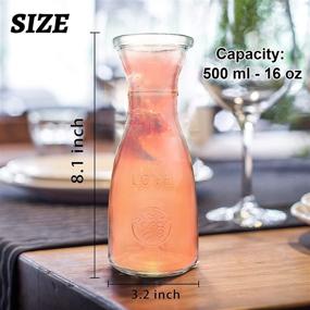 img 3 attached to 🍷 HINGWAH 16 oz/500ml Glass Beverage Pitcher Carafe Set of 4 - Elegant Wine Decanter, Juice Containers, Water Pitchers with Brush, Narrow Neck & Wide Mouth