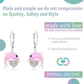 img 3 attached to 🐬 Chanteur 925 Sterling Silver Dolphin Leverback Earrings with Swarovski Elements - Premium 8MM Crystal and Pink Enamel Design, Ideal Gift for Kids and Baby Girls