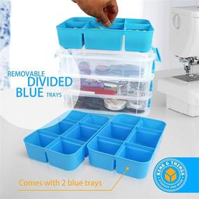 img 2 attached to 🔵 Blue Stackable Storage Container with 2 Trays - Bins & Things Craft Storage - Bead & Art Supply Organizer Box
