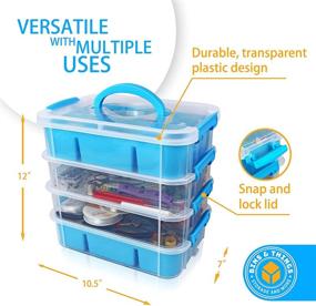 img 1 attached to 🔵 Blue Stackable Storage Container with 2 Trays - Bins & Things Craft Storage - Bead & Art Supply Organizer Box