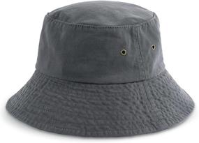 img 4 attached to 🎩 Canvas Washed Cotton Bucket Hat for Women and Men - Trendy Distressed Summer Beach Sun Hats with Detachable Strings