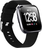 breathable woven fabric strap for fitbit versa/fitbit versa 2/fitbit versa lite - quick release, adjustable replacement wristband for men and women logo