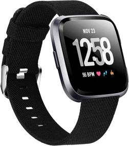 img 4 attached to Breathable Woven Fabric Strap for Fitbit Versa/Fitbit Versa 2/Fitbit Versa Lite - Quick Release, Adjustable Replacement Wristband for Men and Women