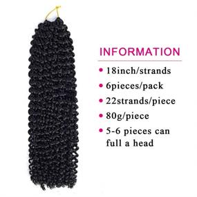 img 2 attached to 6-Pack Passion Twist Hair 18 Inch Bohemian Crochet Braids for Passion Twist Hair Extensions Water Wave Synthetic Crochet Hair 22 Strands/Pack (18" 6pcs, 1B)