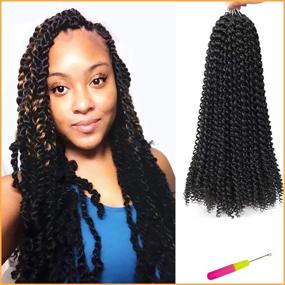 img 3 attached to 6-Pack Passion Twist Hair 18 Inch Bohemian Crochet Braids for Passion Twist Hair Extensions Water Wave Synthetic Crochet Hair 22 Strands/Pack (18" 6pcs, 1B)