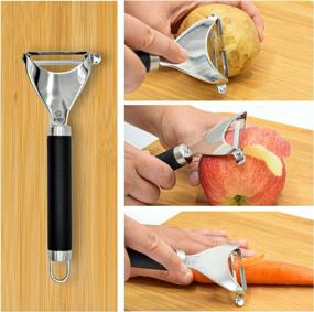 img 1 attached to 🔪 FYD Peeler Set: Dual Julienne and Vegetable Peelers - Comfortable Handle, Ultra Sharp Stainless Steel Blades - The Perfect Kitchen Peeler Set for Creating Delightful Meals