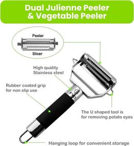 img 2 attached to 🔪 FYD Peeler Set: Dual Julienne and Vegetable Peelers - Comfortable Handle, Ultra Sharp Stainless Steel Blades - The Perfect Kitchen Peeler Set for Creating Delightful Meals