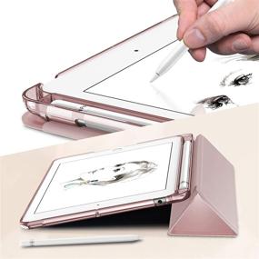 img 2 attached to 📱 Infiland iPad Mini 5 2019 Case with Pencil Holder: Ultra Slim, Lightweight Stand Case with Translucent Frosted Back, Rose-Gold - Ideal for iPad Mini 5th Gen 7.9-inch 2019 Release