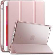 📱 infiland ipad mini 5 2019 case with pencil holder: ultra slim, lightweight stand case with translucent frosted back, rose-gold - ideal for ipad mini 5th gen 7.9-inch 2019 release logo