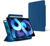 🔵 gudou ultra-slim navy blue magnetic smart case- compatible with ipad air 4th 10.9", convenient magnetic attachment, pencil 2 pairing/charging, trifold stand case logo