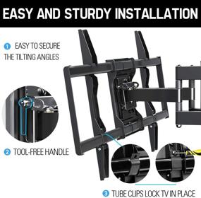 img 1 attached to 📺 Full Motion TV Wall Mount for 42-70 inch Flat Screen TVs Up to 100 lbs, Swivel Articulating 6 Arms, Fits 12-16” Wood Studs, Max VESA 600x400mm - Mounting Dream TV Mount