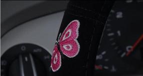 img 2 attached to 🦋 Mayco Bell Embroidered Cute Car Steering Wheel Cover for Women, Butterfly Design