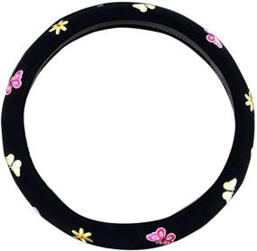 img 4 attached to 🦋 Mayco Bell Embroidered Cute Car Steering Wheel Cover for Women, Butterfly Design