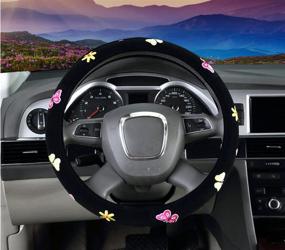 img 3 attached to 🦋 Mayco Bell Embroidered Cute Car Steering Wheel Cover for Women, Butterfly Design