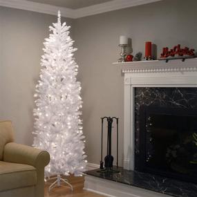 img 3 attached to 🌲 7-Foot National Tree Company Artificial Slim Kingswood Fir Christmas Tree, Pre-Lit White, with Stand and White Lights