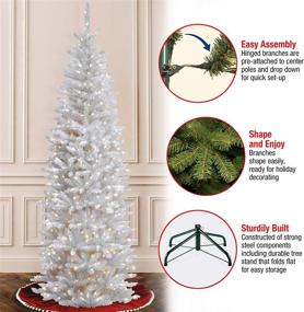 img 1 attached to 🌲 7-Foot National Tree Company Artificial Slim Kingswood Fir Christmas Tree, Pre-Lit White, with Stand and White Lights