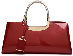 img 1 attached to 👜 Glamorous Faux Patent Leather Structured Shoulder Handbag – Ideal for Women's Evening Parties and Events