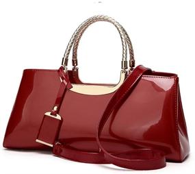 img 3 attached to 👜 Glamorous Faux Patent Leather Structured Shoulder Handbag – Ideal for Women's Evening Parties and Events