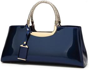img 4 attached to 👜 Glamorous Faux Patent Leather Structured Shoulder Handbag – Ideal for Women's Evening Parties and Events