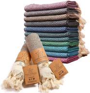 oeko-tex certified turkish hand towels - 2 sets, 18x36 inches, 100% cotton, pre-washed, decorative, face, hair, gym, yoga, dishcloth, kitchen & bath, long-lasting stitches, high absorbency (latte) logo