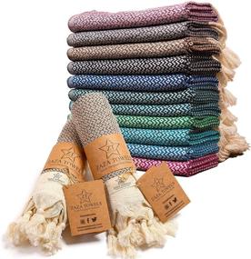 img 4 attached to Oeko-TEX Certified Turkish Hand Towels - 2 Sets, 18x36 Inches, 100% Cotton, Pre-Washed, Decorative, Face, Hair, Gym, Yoga, Dishcloth, Kitchen & Bath, Long-Lasting Stitches, High Absorbency (Latte)