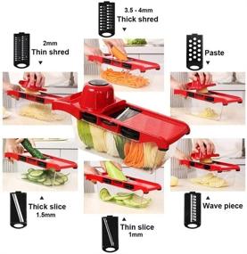 img 3 attached to 🔪 VARIPOWDER 8-in-1 Mandoline Slicer: Ultimate Vegetable Spiralizer and Multipurpose Kitchen Tool - Red