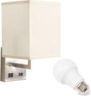 💡 facon led fabric light fixture: flared wall sconce with usb charger & switch logo