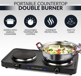 img 3 attached to 🔥 HomeCraft HCDB15BK: Convenient Portable Countertop Double Burner Hot Plate Electric Cooktop with Adjustable Temperature Control in Black - 1500-Watts Power