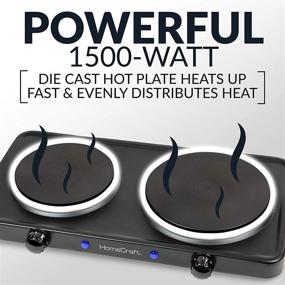 img 2 attached to 🔥 HomeCraft HCDB15BK: Convenient Portable Countertop Double Burner Hot Plate Electric Cooktop with Adjustable Temperature Control in Black - 1500-Watts Power