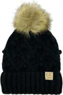 🧒 warm and stylish kids cc sherpa lined pompom beanie hat - ages 2-7 logo