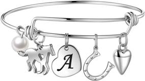 img 4 attached to Horse Bracelet: Engraved Initial Charm Jewelry for Girls, Women, and Horse Lovers - Anoup Horse Gifts