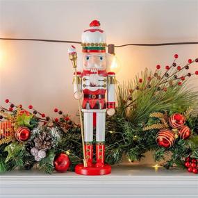 img 2 attached to 🍓 Strawberry Toy Soldier Nutcracker - Wooden Hat adorned with Cupcake Scepter, King Theme Figurine for Christmas Decoration, Holiday Ornament