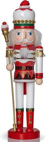 img 4 attached to 🍓 Strawberry Toy Soldier Nutcracker - Wooden Hat adorned with Cupcake Scepter, King Theme Figurine for Christmas Decoration, Holiday Ornament