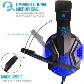 img 1 attached to Gaming Headset with Noise-Canceling Microphone, Surround Sound Stereo, LED Light | Compatible with Laptop, Cellphone, PS4, Xbox One, etc. | Wired 3.5mm Gaming Headphones with Volume Control (Black/Blue)