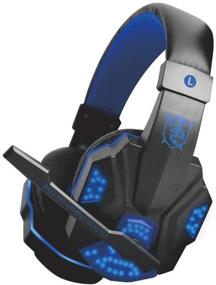 img 4 attached to Gaming Headset with Noise-Canceling Microphone, Surround Sound Stereo, LED Light | Compatible with Laptop, Cellphone, PS4, Xbox One, etc. | Wired 3.5mm Gaming Headphones with Volume Control (Black/Blue)
