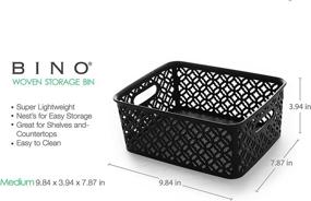 img 3 attached to 📦 Medium Black BINO Woven Plastic Storage Basket