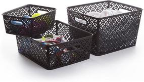 img 1 attached to 📦 Medium Black BINO Woven Plastic Storage Basket