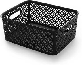 img 4 attached to 📦 Medium Black BINO Woven Plastic Storage Basket