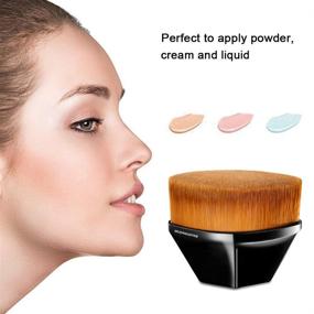 img 3 attached to 🖌️ Enhance Your Makeup Routine with the Professional Flat Top Kabuki Hexagon Foundation Brush: Ideal for Blending Liquid, Cream, or Flawless Powder Cosmetics - Complete with Bonus Protective Case (Black)".