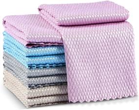 img 4 attached to 🧻 Nanoscale Fish Scale Microfiber Cleaning Cloth - 8 Pack, Lint Free Easycleanco Cloth, Highly Absorbent Streak-Free Reusable Cloths for Glass, Car, Windows, Mirrors, Dishes