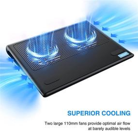 img 3 attached to 🔵 TECKNET Laptop Cooling Pad - Ultra-Slim Notebook Cooler Stand with USB Powered Fans | 12-16 Inches (Blue)