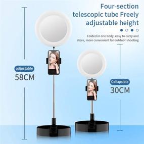 img 2 attached to 🌟 Black Foldable LED Desk Lamp | Dimmable Selfie Ring Light with Phone Holder | Extendable Makeup Mirror Stand for Phone make-up | Perfect for TikTok, YouTube Video Recording, Vlogging and Live Streaming