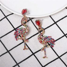 img 2 attached to Flamingo Flamingos Statement Rhinestone Earrings: Vibrant Girls' Jewelry