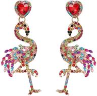 flamingo flamingos statement rhinestone earrings: vibrant girls' jewelry logo